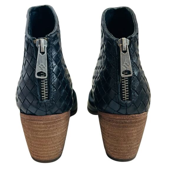 Patricia Nash WomenSz 7 Black Woven Leather Ankle Booties Boots Rosetta Open Toe - Picture 7 of 11